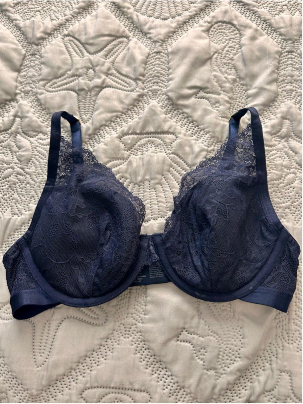 Soma Lightest Lift Lace Plunge Bra 34C Deep Blue Gold Hardware